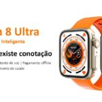 Imagem de dois Smartwatches Watch 8 Ultra (Modelo 2023) lado a lado, mostrando seu design elegante e tecnologia avançada